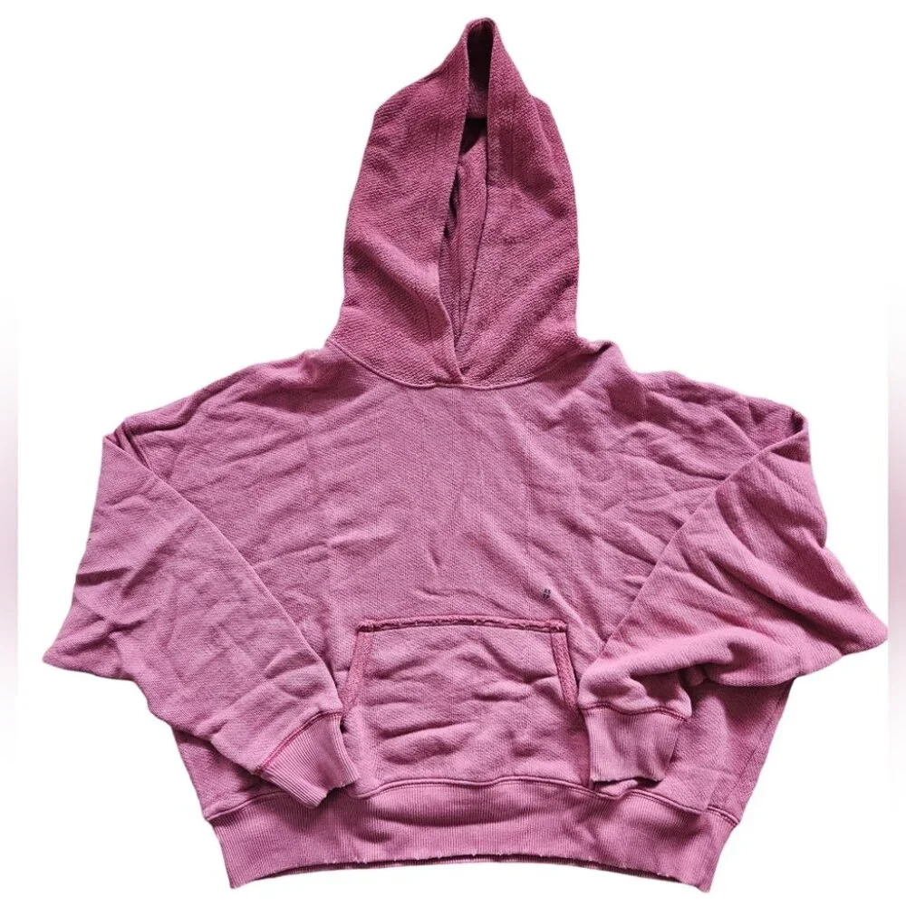 American Eagle Distressed  Cropped Hoodie with Terry Cloth Hood